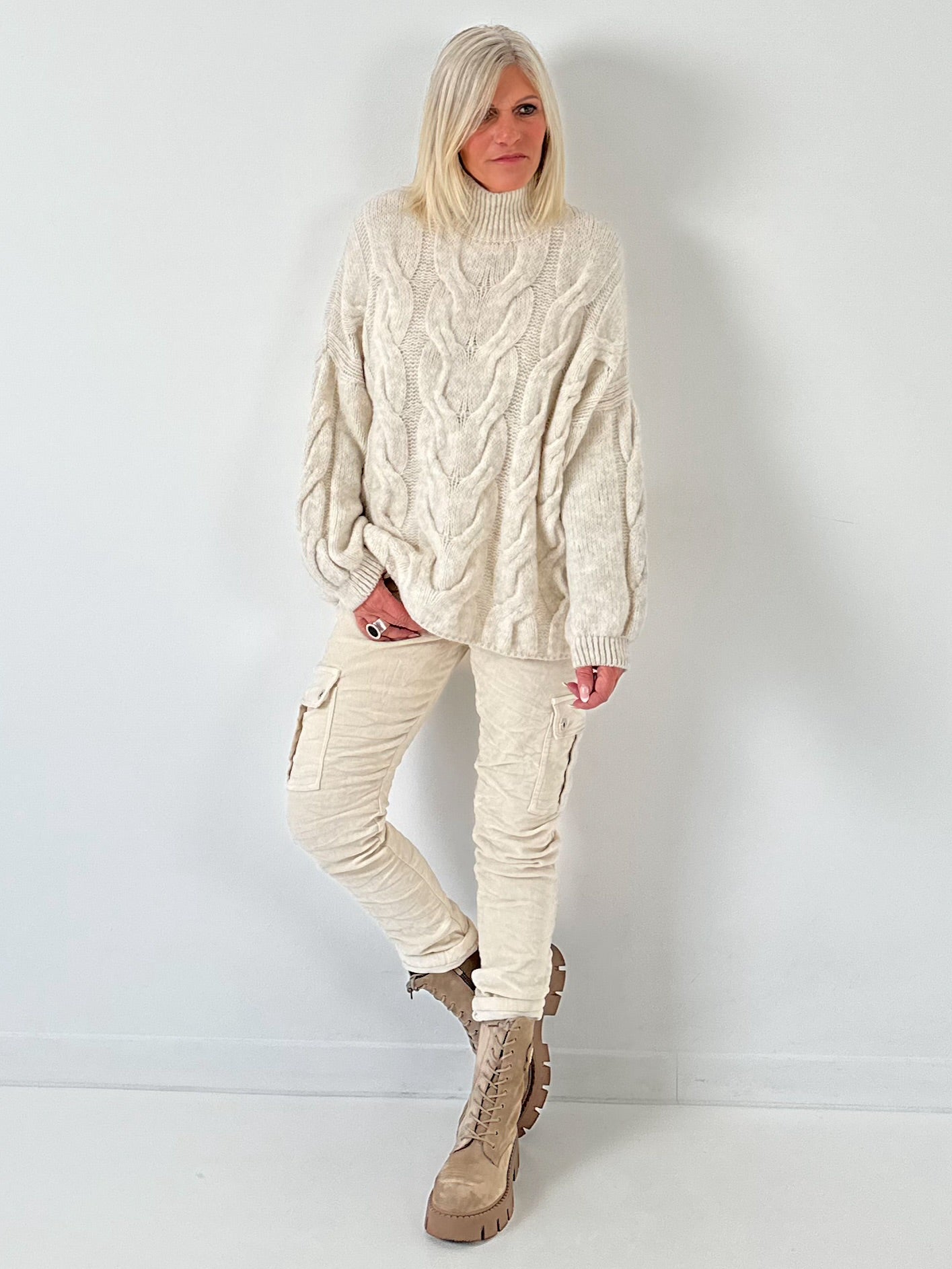 Casual kabeltrui "Pure Cable" - beige