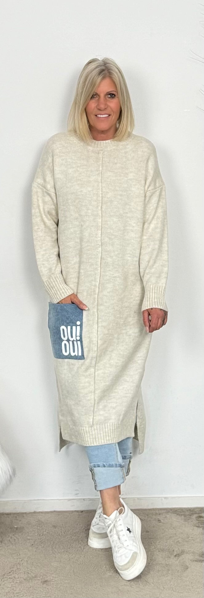 Long Pullover/Kleid "Mo" - beige