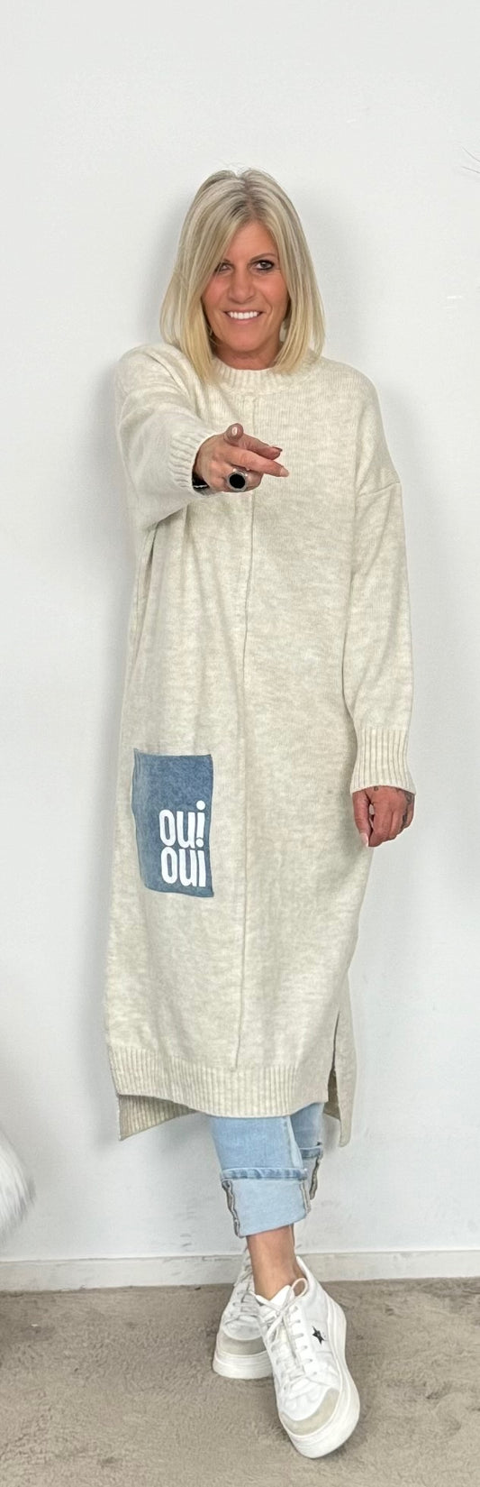 Long Pullover/Kleid "Mo" - beige