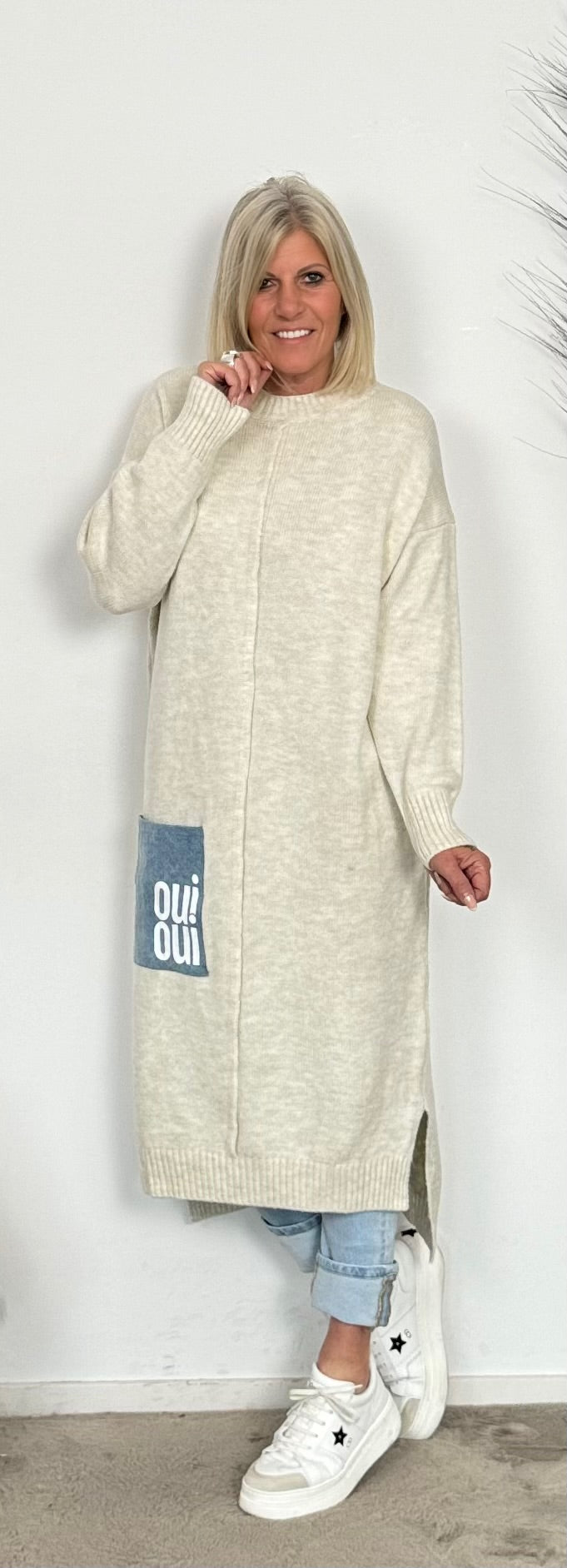 Long Pullover/Kleid "Mo" - beige