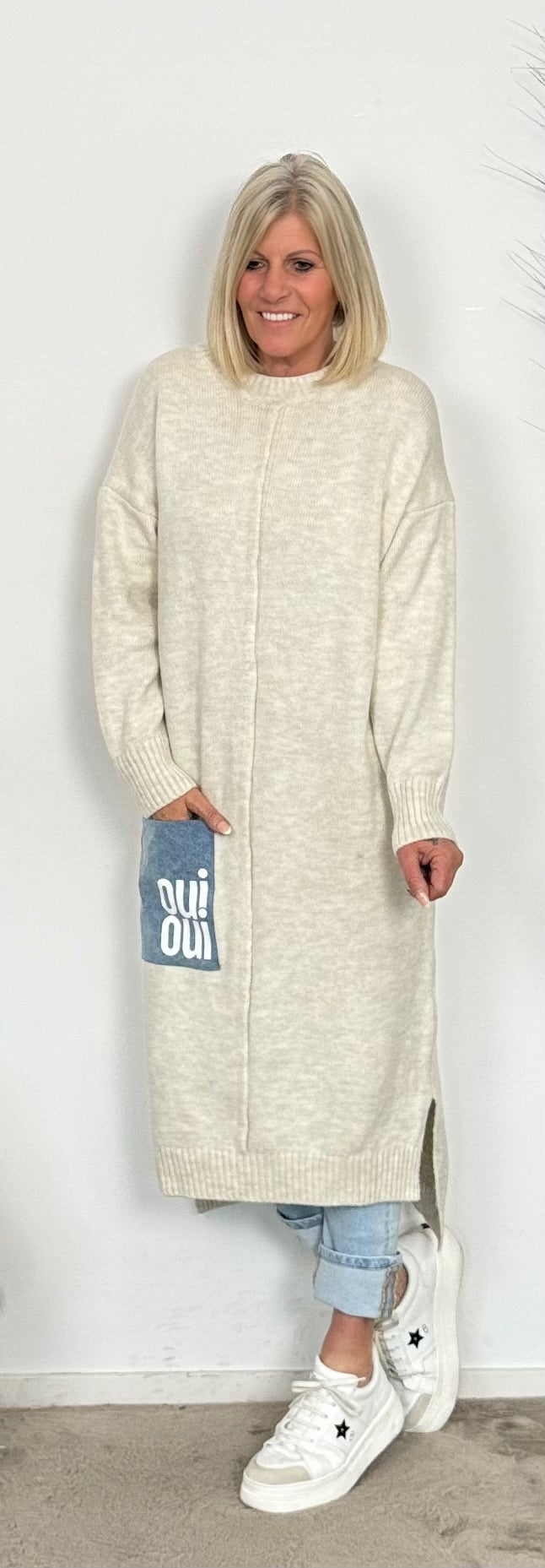 Long Pullover/Kleid "Mo" - beige