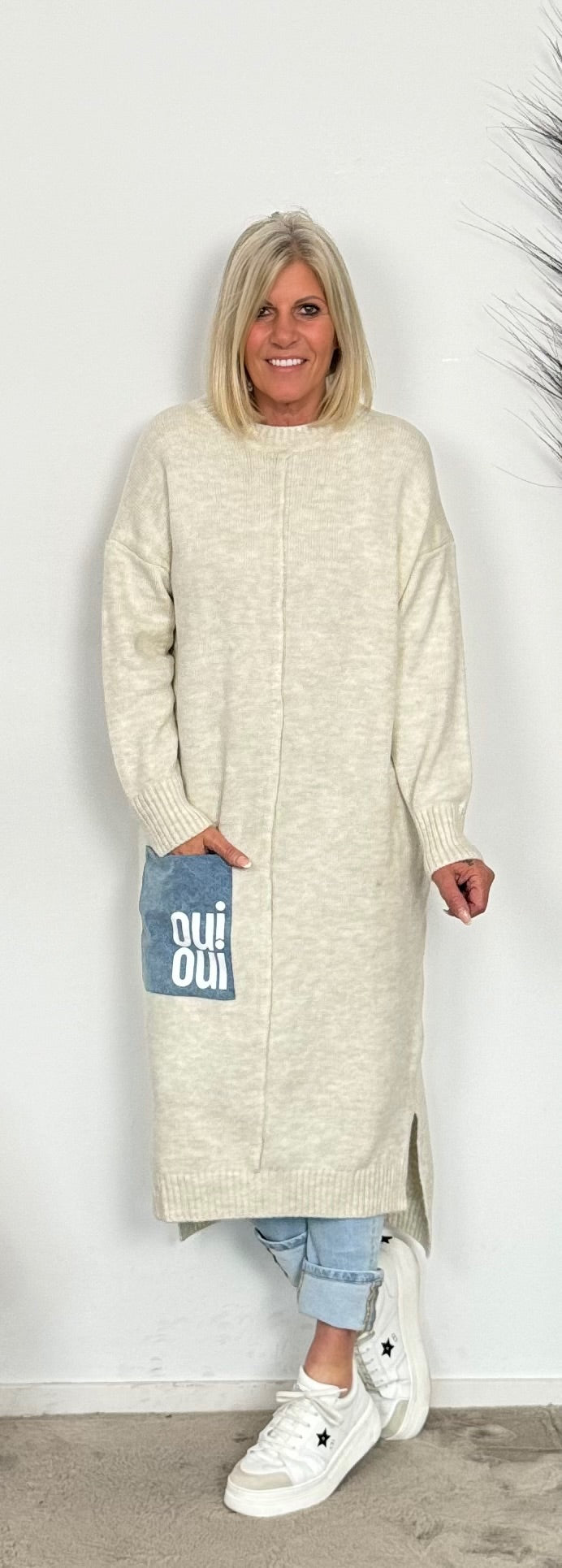 Long Pullover/Kleid "Mo" - beige