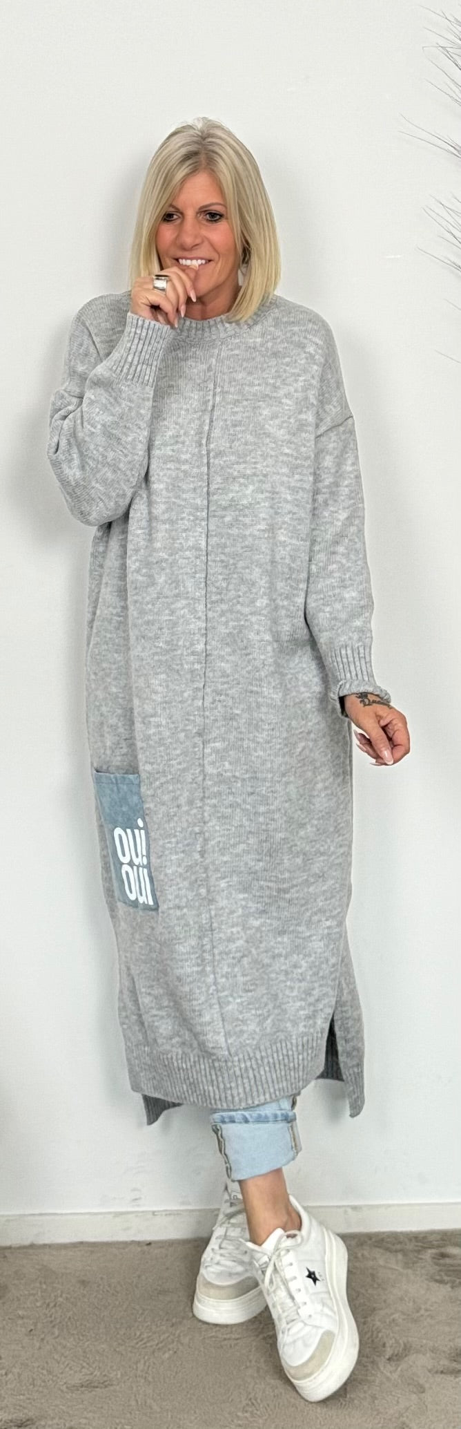 Long Pullover/Kleid "Mo" - grau