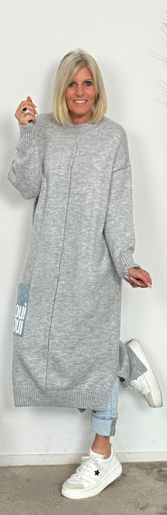 Long Pullover/Kleid "Mo" - grau