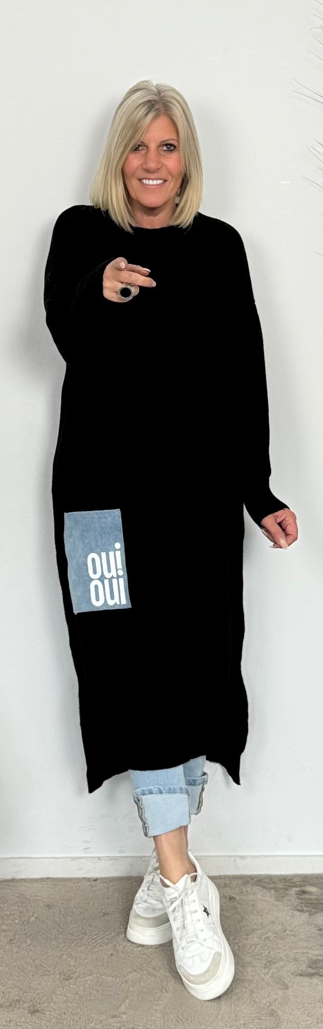 Long Pullover/Kleid "Mo" - schwarz