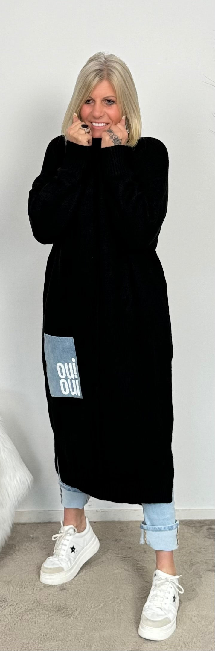 Long Pullover/Kleid "Mo" - schwarz