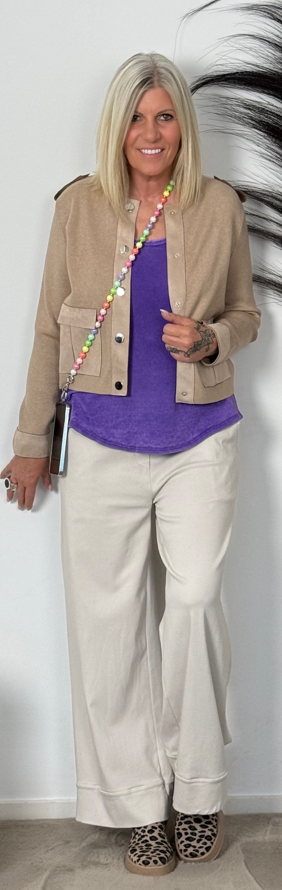 Crop cardigan "Santana" - beige