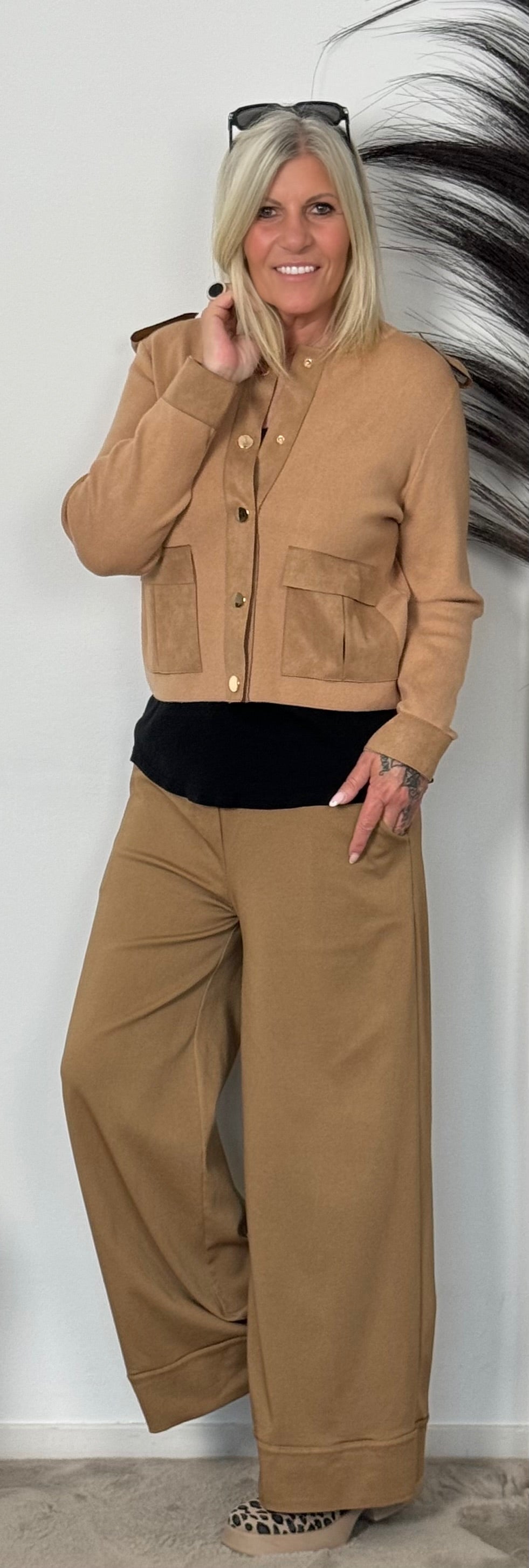 Crop Strickjacke "Santana" - camel