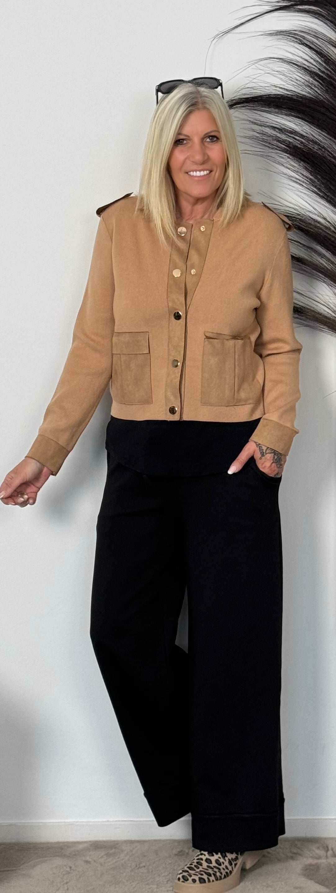 Crop Strickjacke "Santana" - camel