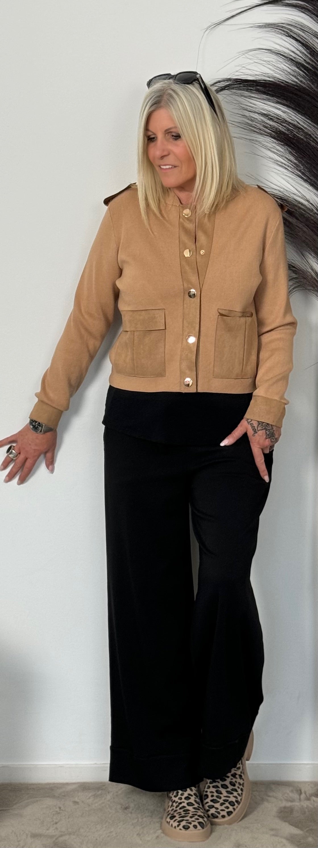 Crop Strickjacke "Santana" - camel