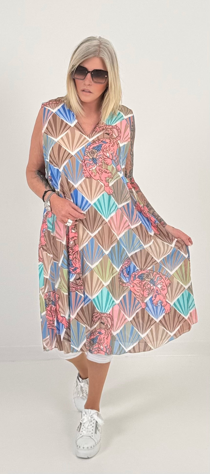 Jurkmodel "Tiger" - beige-chocolade-veelkleurig