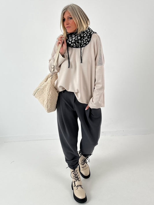 Shirt with mesh insert model "Loomline" - beige