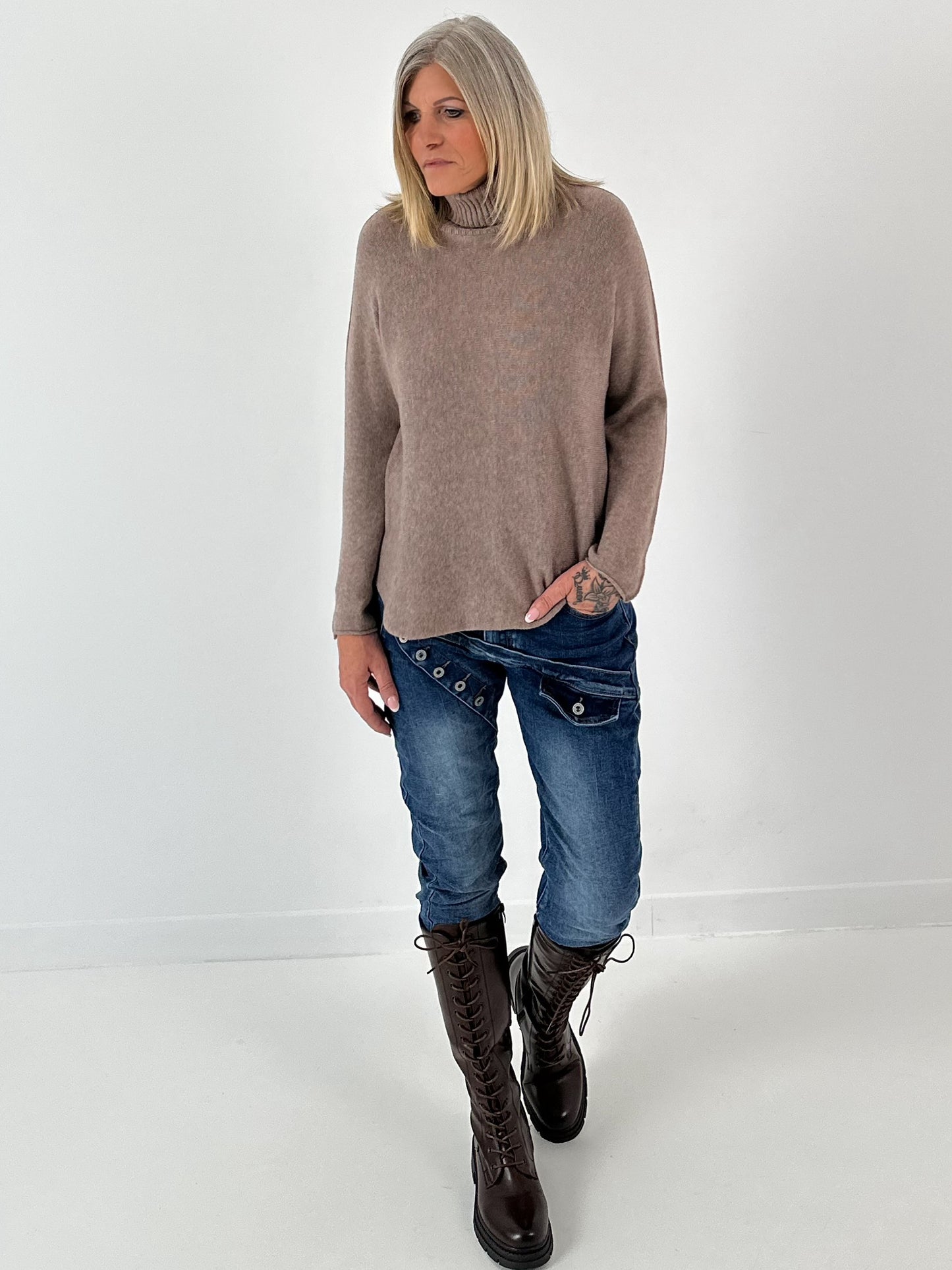 Turtleneck sweater model “Pure Comfort” - taupe