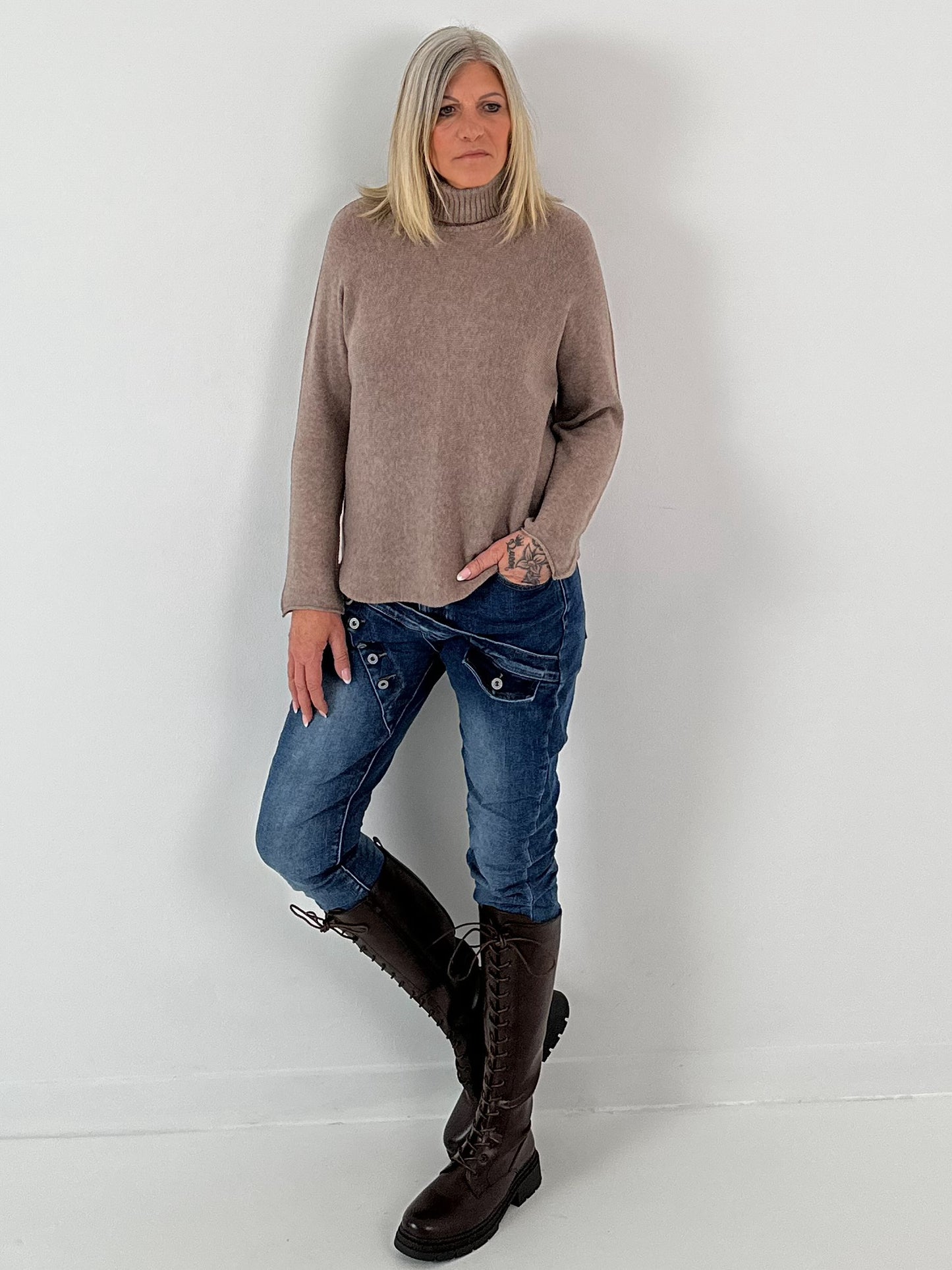 Turtleneck sweater model “Pure Comfort” - taupe