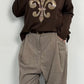 Baggy pants with side stripes "Rony" - chocolate