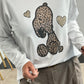 Shirt met Leo-print en strasssteentjes "Hond" - wit