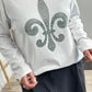 Shirt with glitter stones "Fleur-de-lis" - white