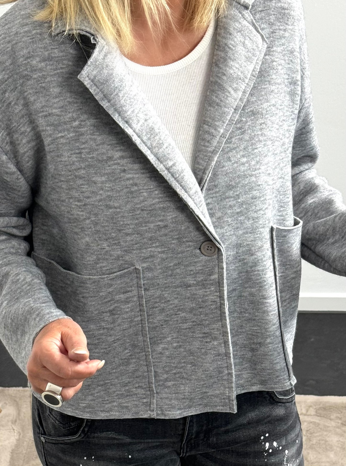 Boxy knit blazer "Ramona" - grey