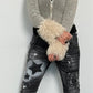 Crop cardigan with removable fur "Think" - beige