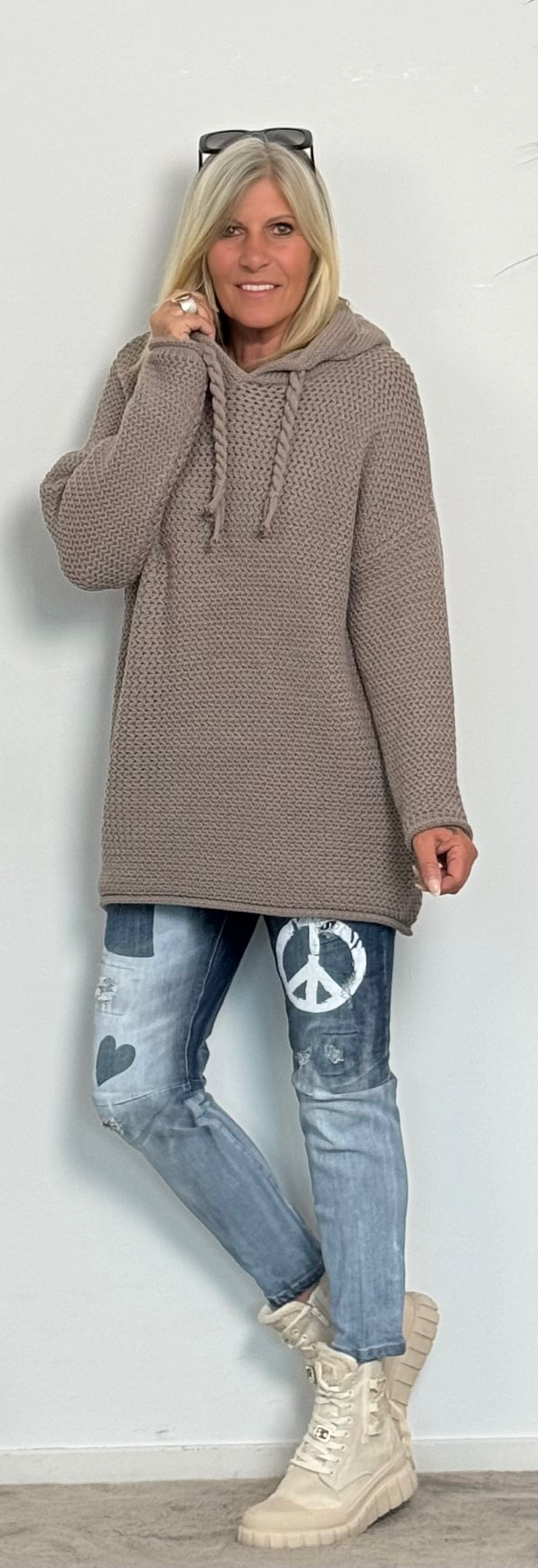 Strick Hoodie "Alma" - taupe