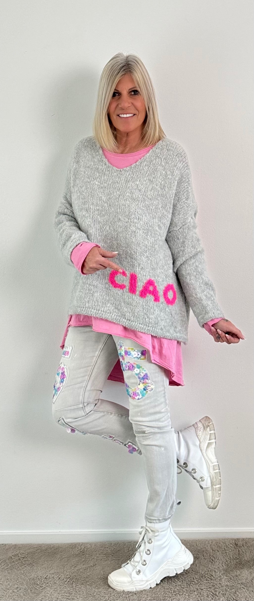 Pullover Modell "Ciao" - grau