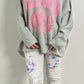 Oversized sweatshirt with back cut model "California" - grey