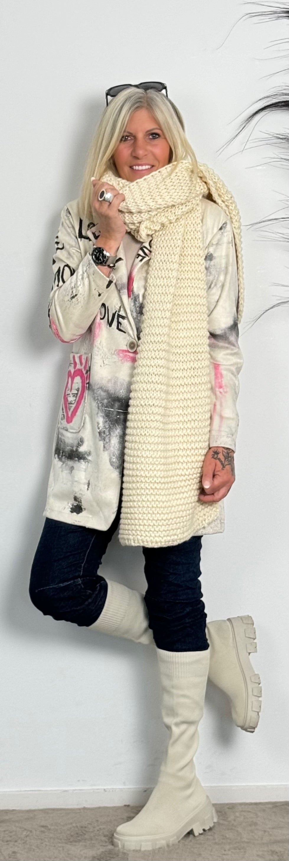 XXL chunky knit scarf "Holly" - beige