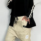 Imitation leather baggy pants "Dela" - beige