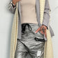 Imitation leather baggy trousers "Dela" - silver