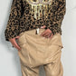 Imitation leather baggy pants "Gorgina" - beige