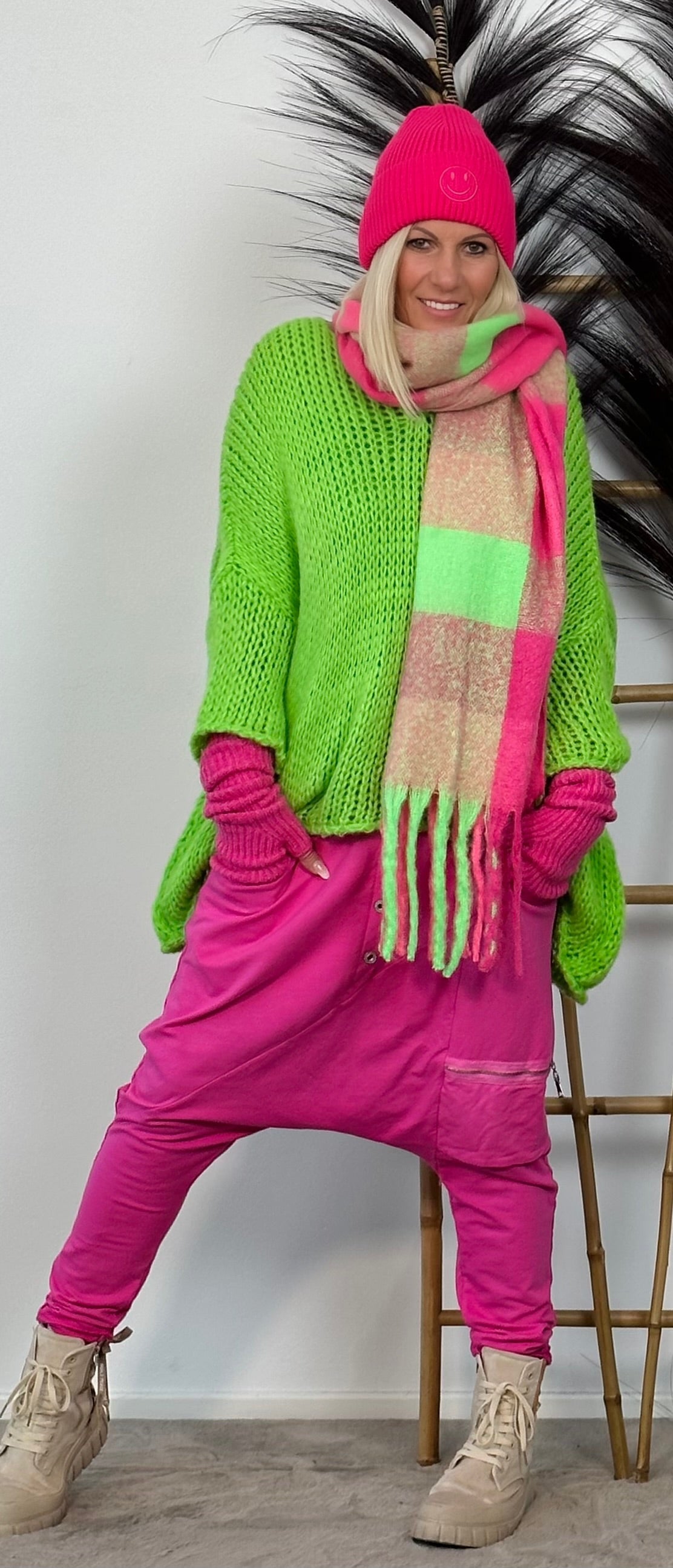 bright green oversized sweater