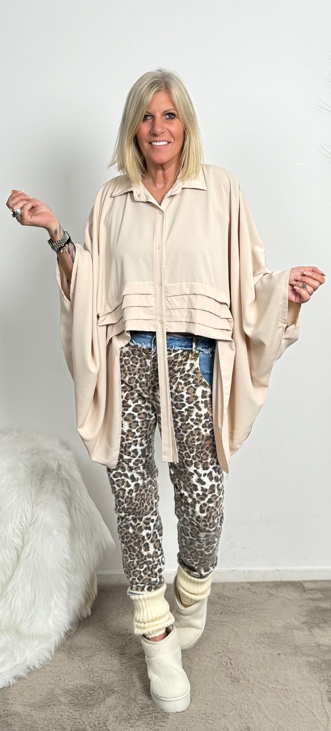 Oversized Bluse "Jola" - beige