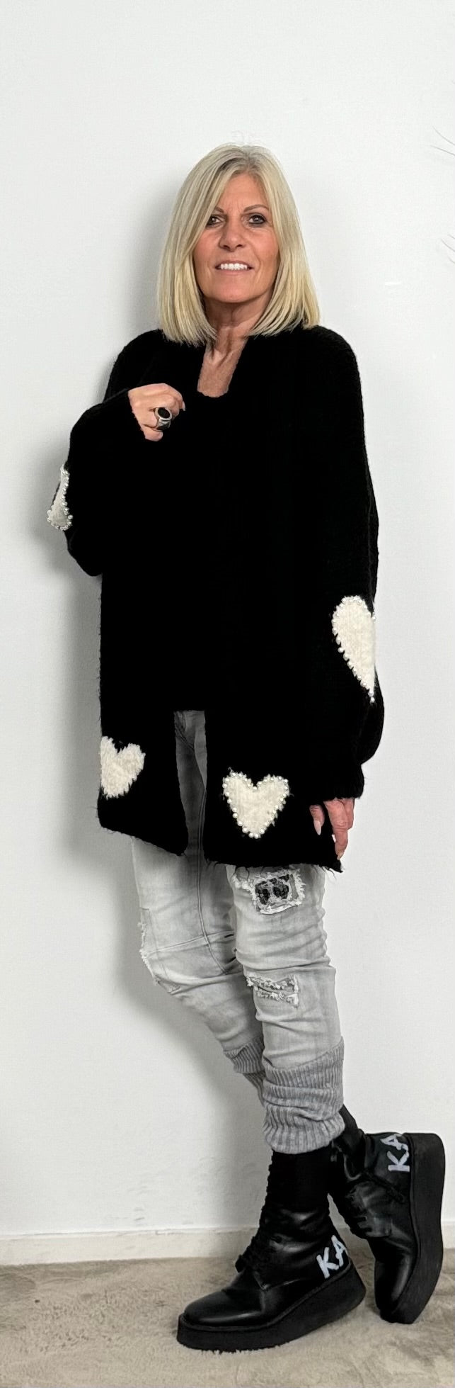 Sweater with scarf "Tabea" - black