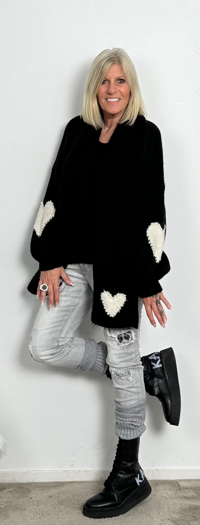 Sweater with scarf "Tabea" - black