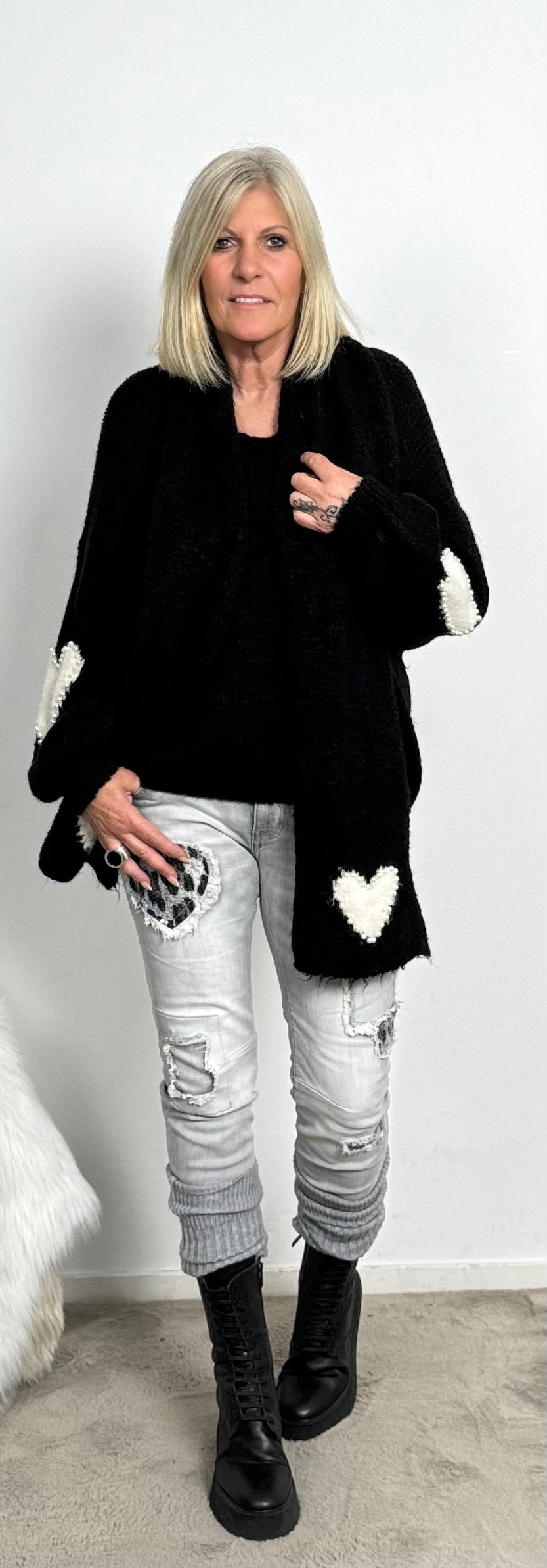 Sweater with scarf "Tabea" - black