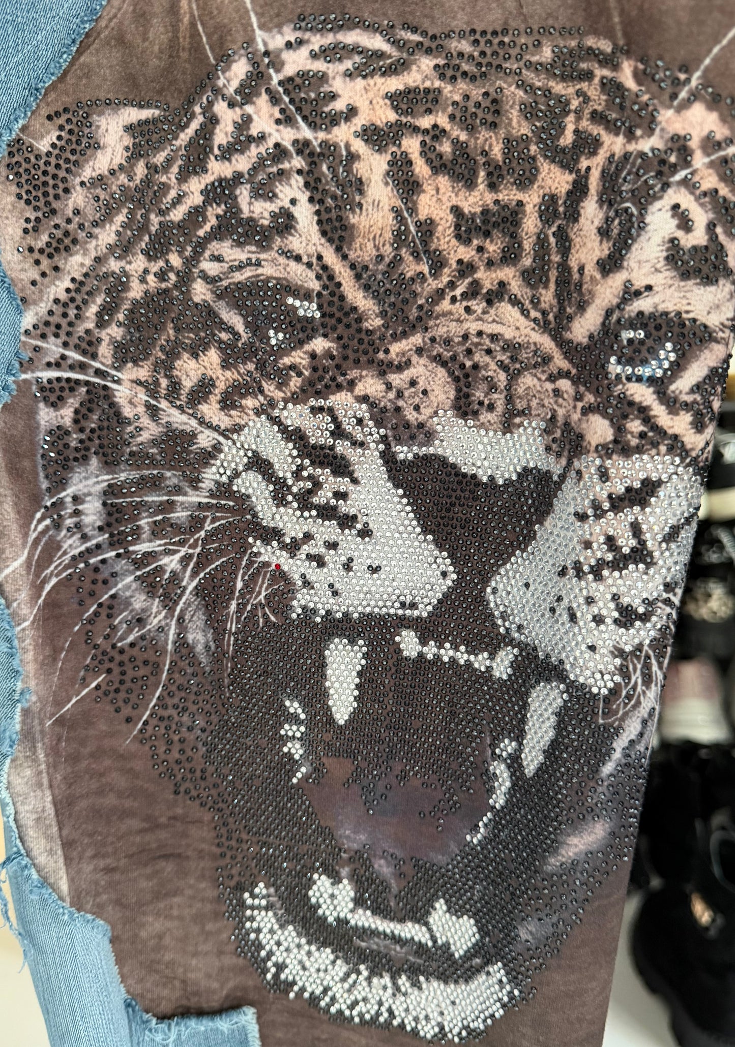 Jogg-Jeans im Used Look Leopard - denim