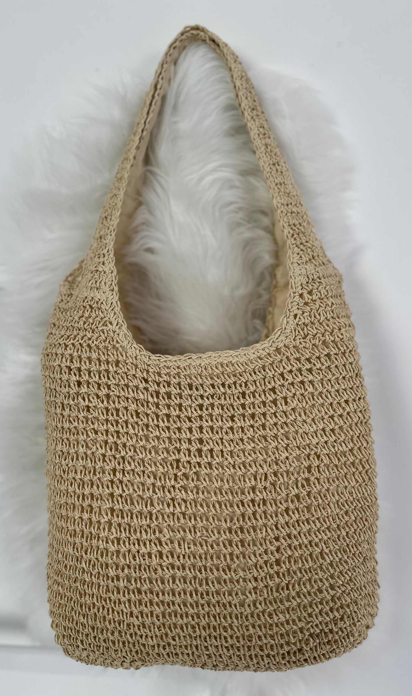 Gehäkelte Tasche - beige