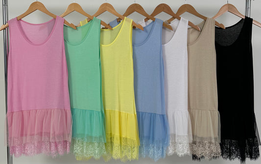 Long Top mit Rüsche - 7 Farben