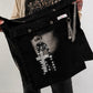 Stylische Tasche in Used-Jeansoptik und Strassmotiv Woman - schwarz