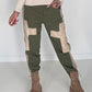 Sweathose im Materialmix - oliv-beige