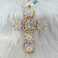 Chain with cross pendant - white-multicolored