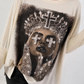 Sweater mit Stulpenärmeln und Strassmotiv Queen - beige