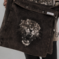 Stylische Tasche in Used-Jeansoptik und Strassmotiv Leopard - mokka