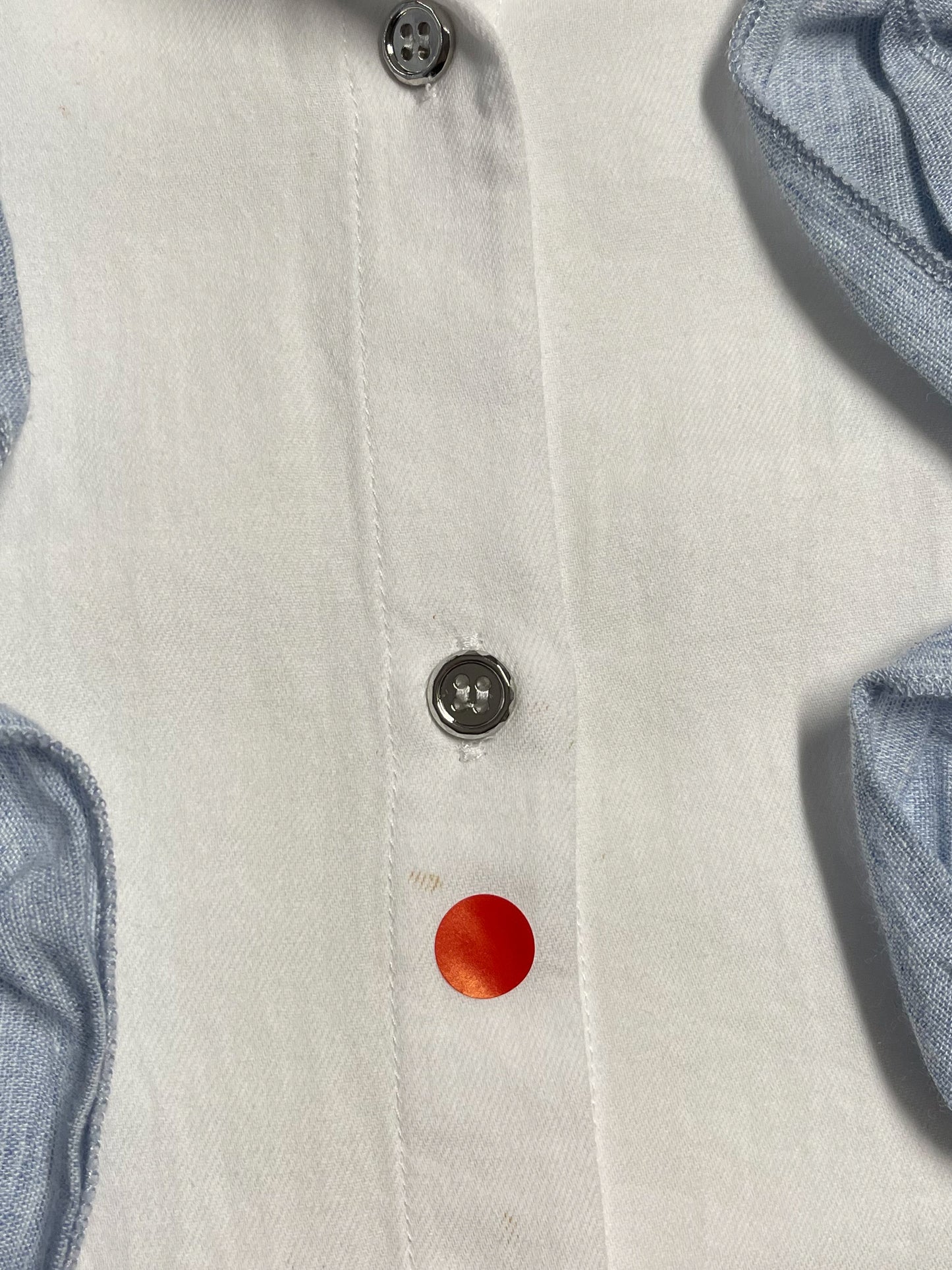 2. Wahl Oversized Leinen Bluse mit Denim-Details - weiss