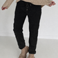 Broek in knit-look met elastische tailleband - zwart