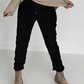 Broek in knit-look met elastische tailleband - zwart