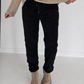 Broek in knit-look met elastische tailleband - zwart