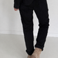 Broek in knit-look met elastische tailleband - zwart