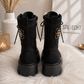 Faux suede ankle boot with chunky sole - black