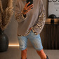 Sweatshirt mit trendigen Leo Sternelementen- taupe